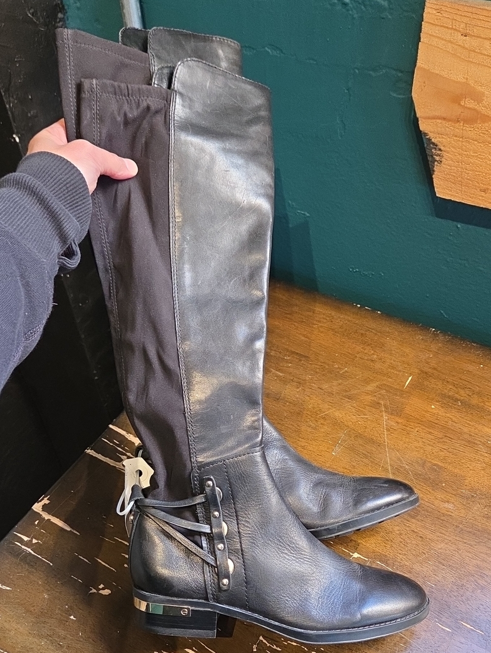 Vince Camuto Size 5.5 Black Women's Knee-High Leather Boots NEW